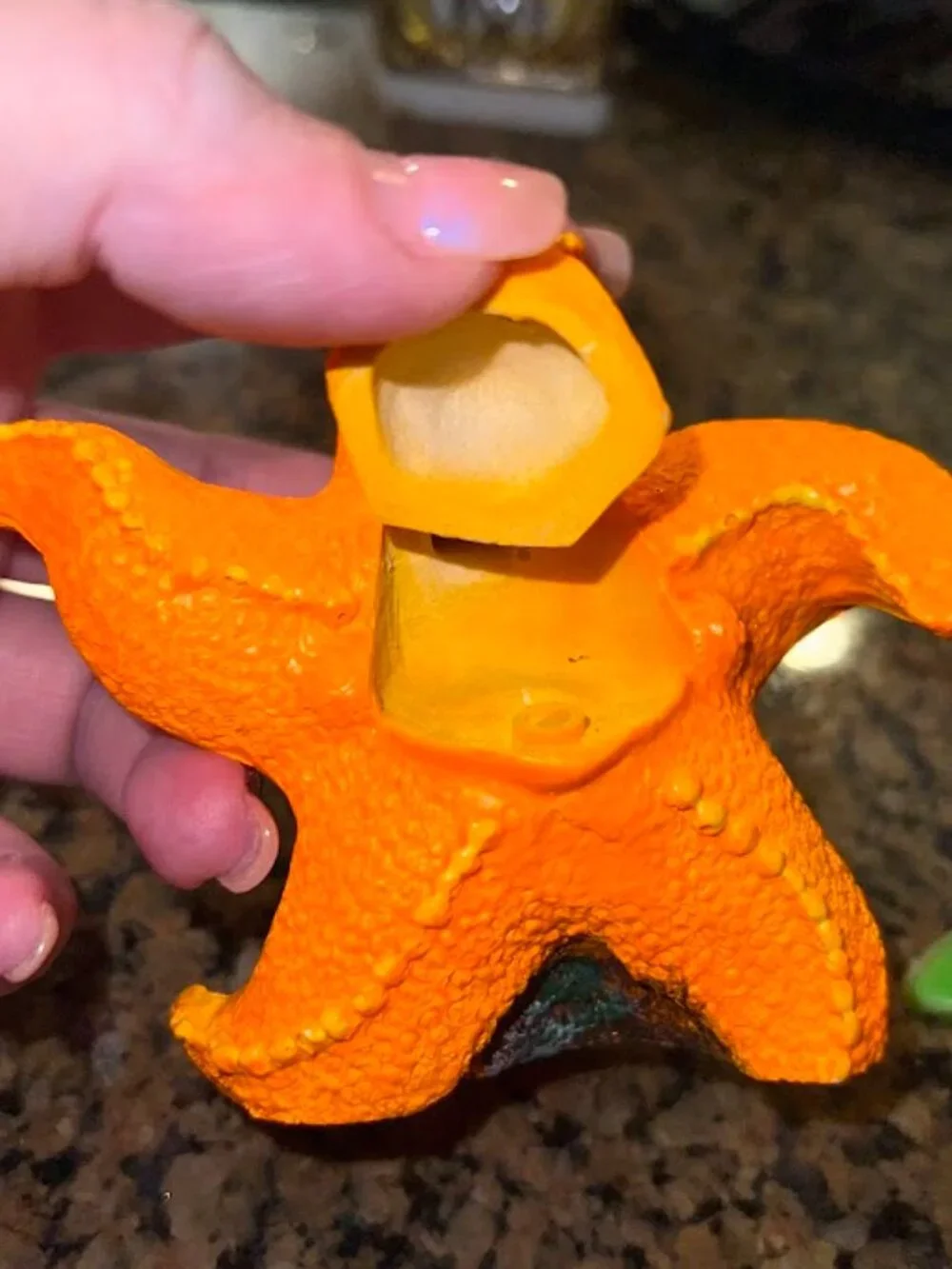 Orange starfish bubbler also known as hydroponics decoration